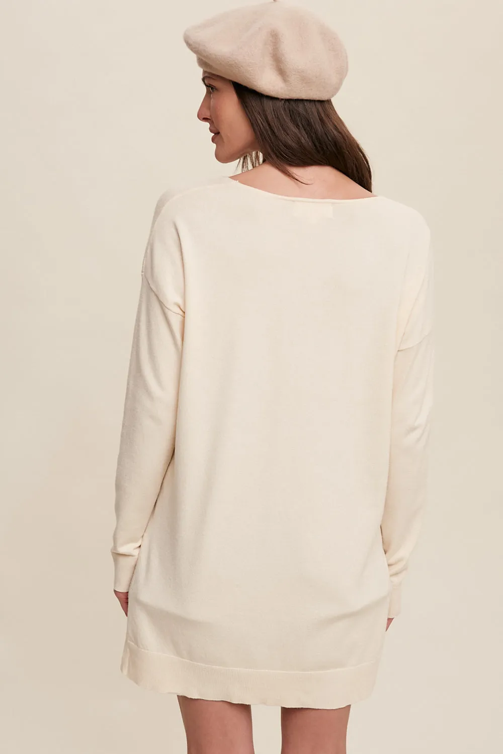 Deep V-neck Loose Fit Pullover Sweater