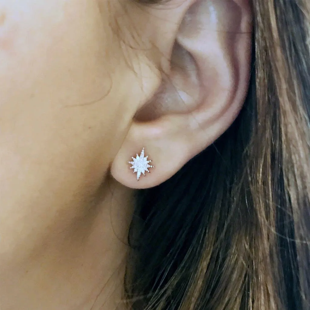 Diamond Starburst Stud Earrings