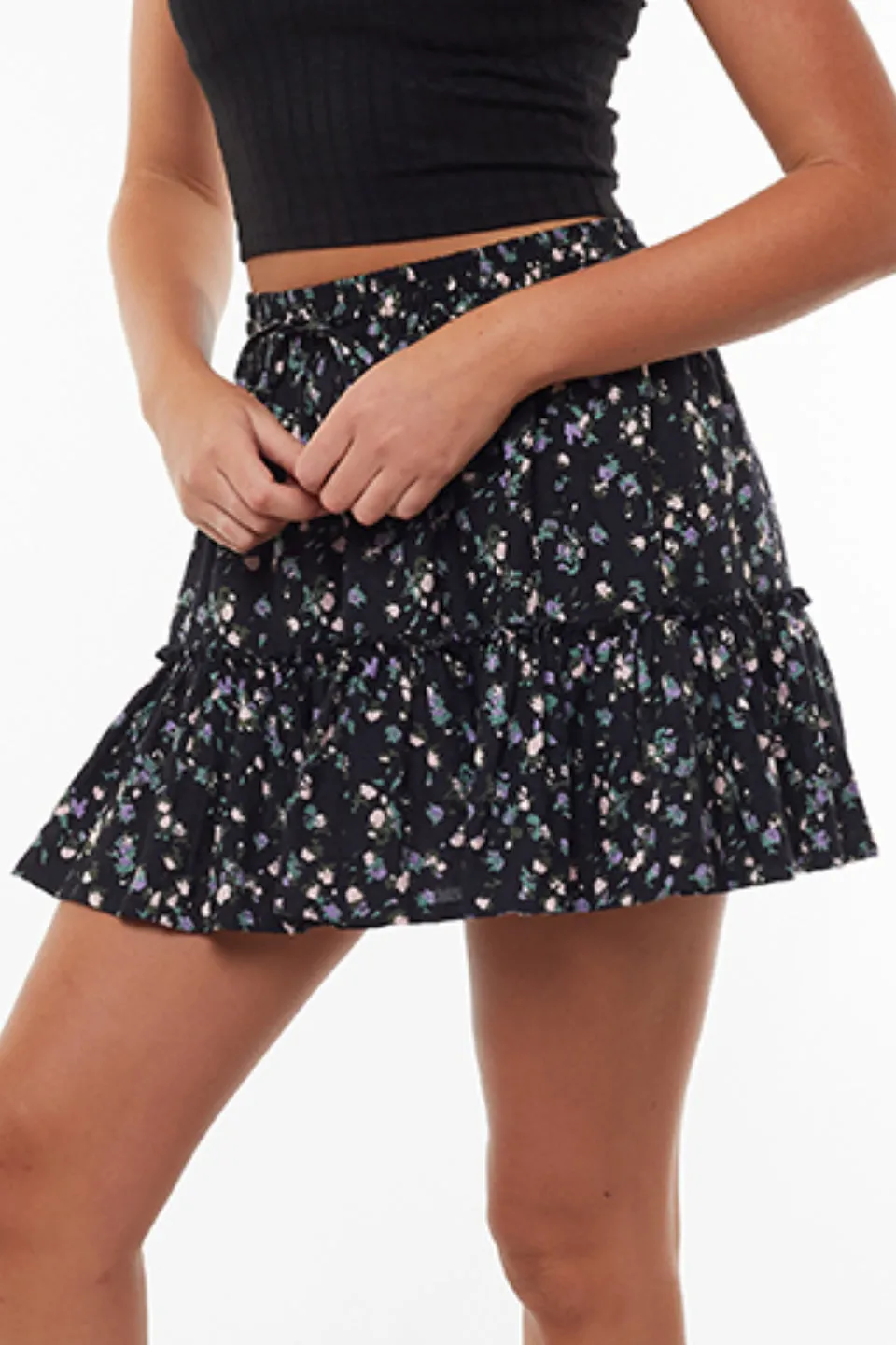 Doily Black Ditsy Frill Hem Skirt