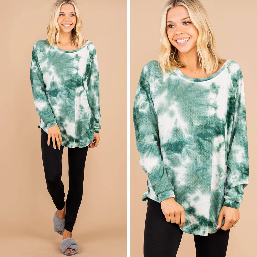 Easy Like Sunday Olive Green Tie Dye Tunic