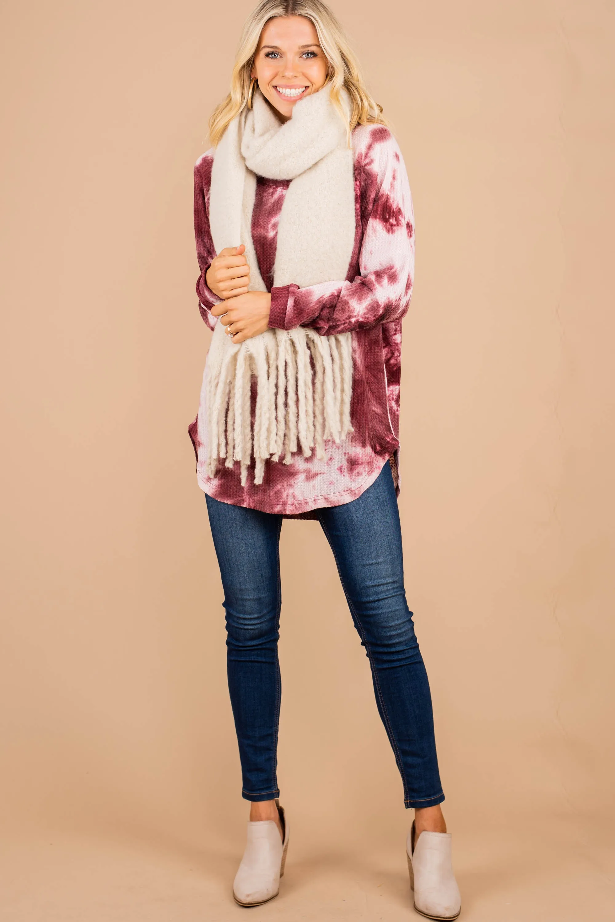 Easy Like Sunday Wine Red Tie Dye Tunic