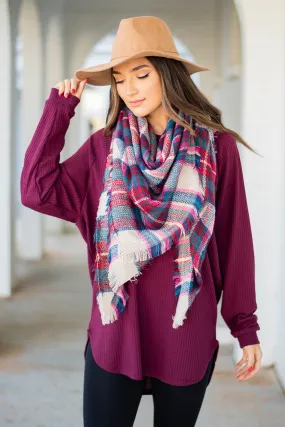 Easy Like Sunday Wine Red Waffle Tunic