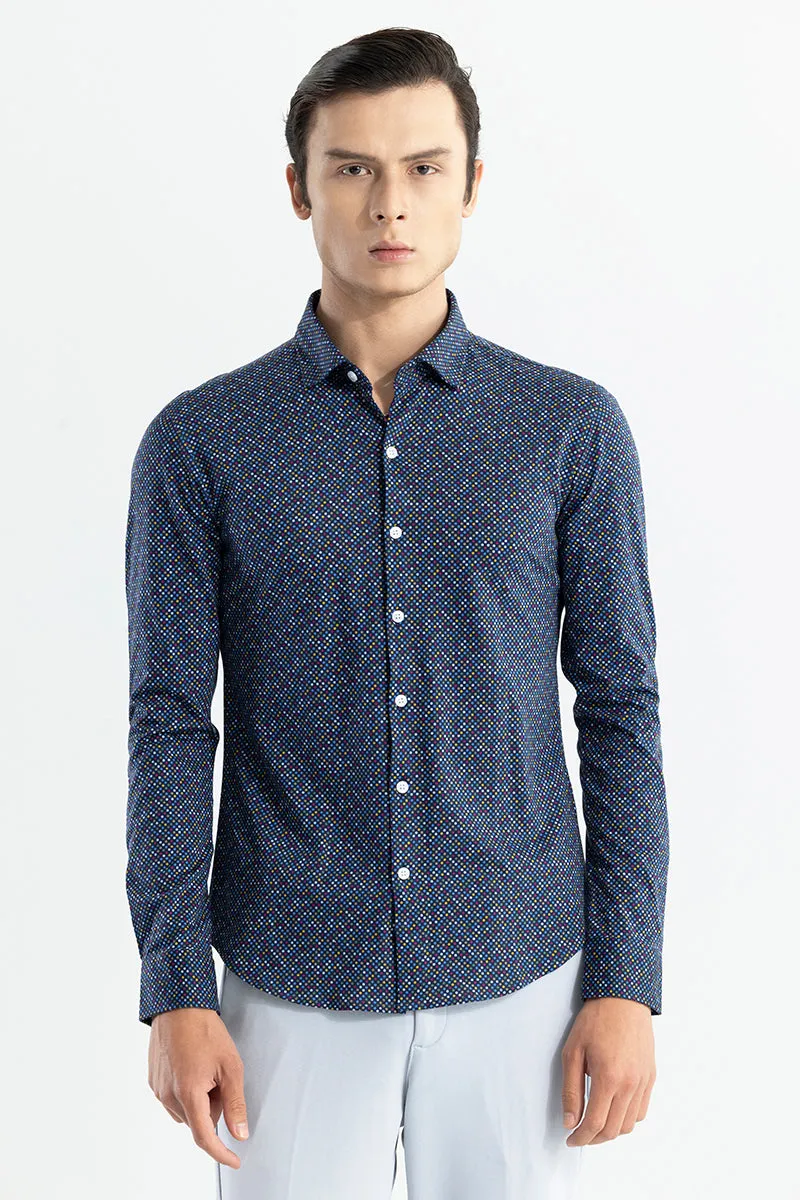 EasyFlex Self Design Dark Blue Shirt