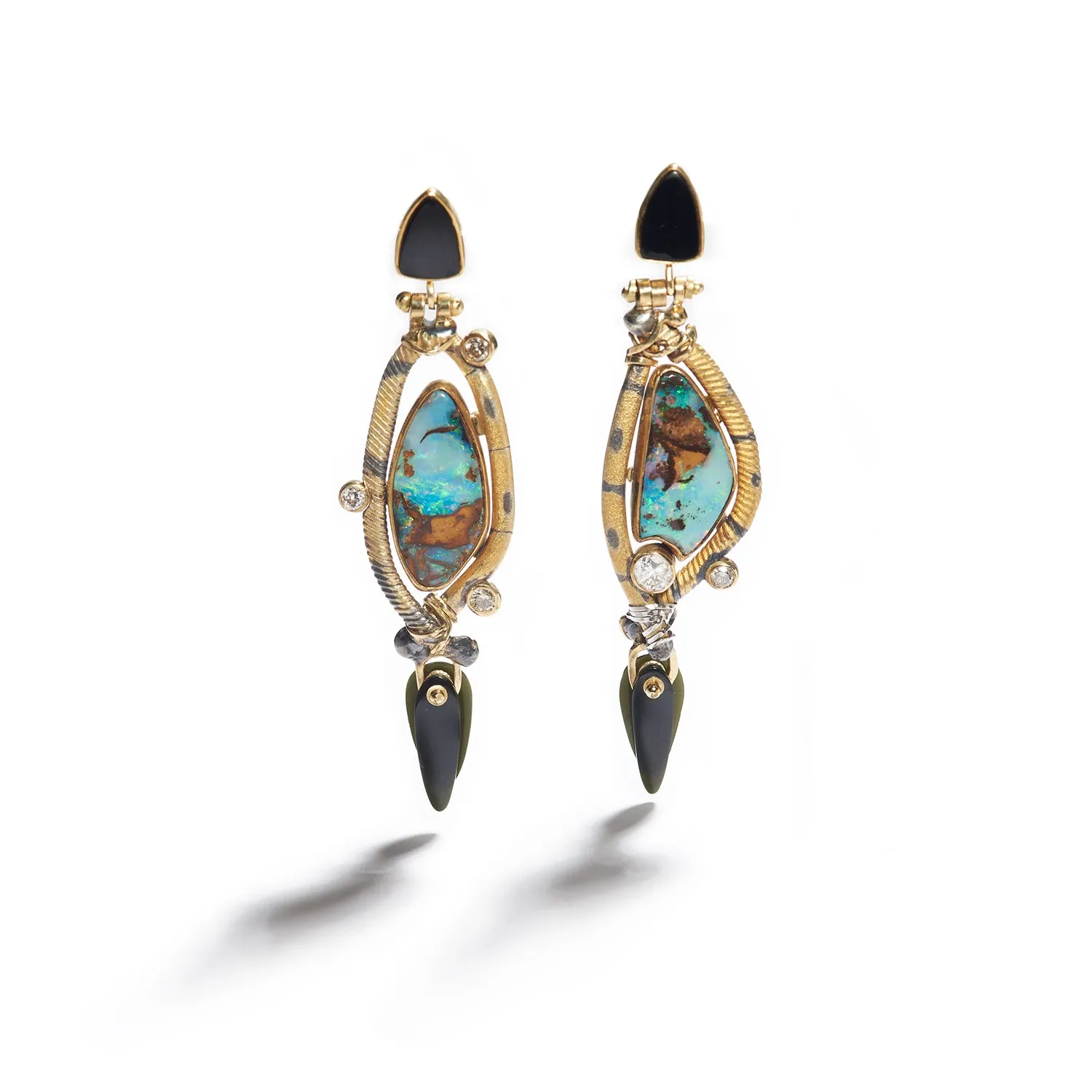 Edwards Black Jade & Australian Boulder Opal Earrings