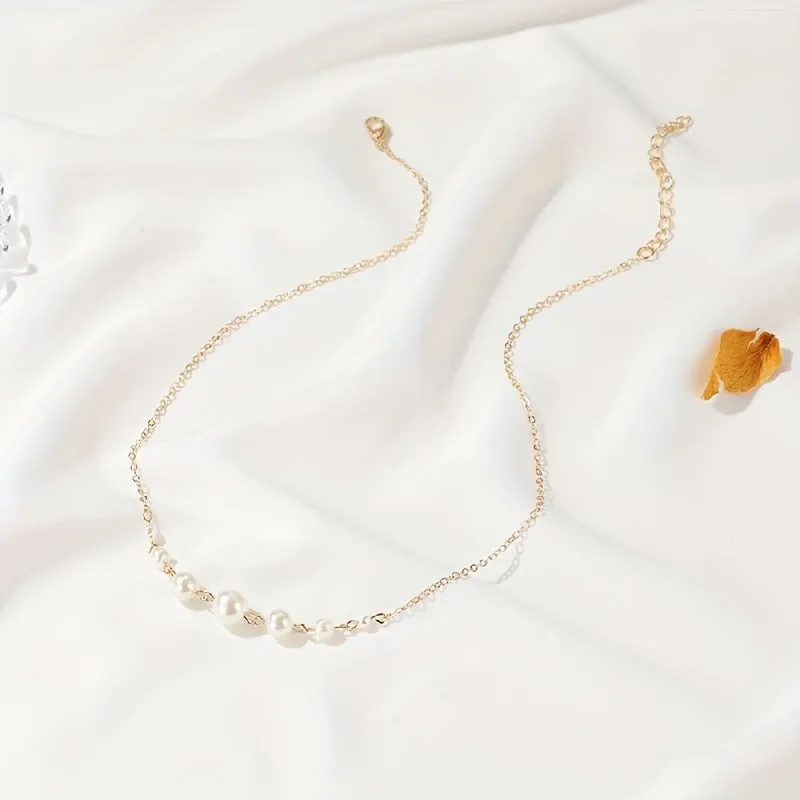 Elegant Round Shape Faux Pearl Chain Necklace