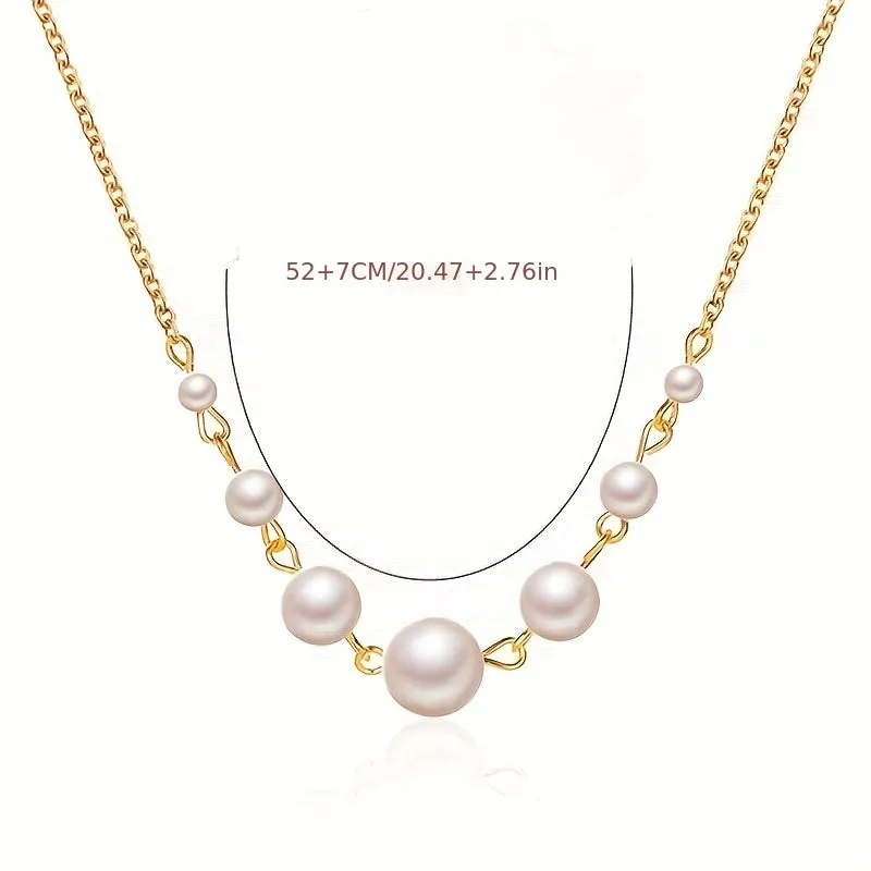 Elegant Round Shape Faux Pearl Chain Necklace