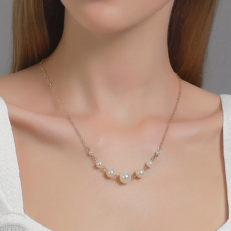 Elegant Round Shape Faux Pearl Chain Necklace