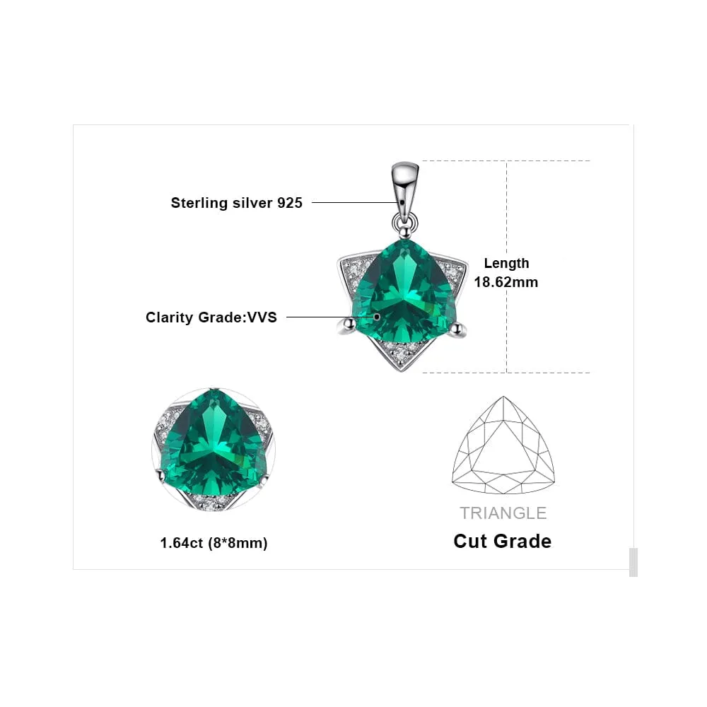 Elegant Triangle Simulated Emerald Pendant - 925 Sterling Silver