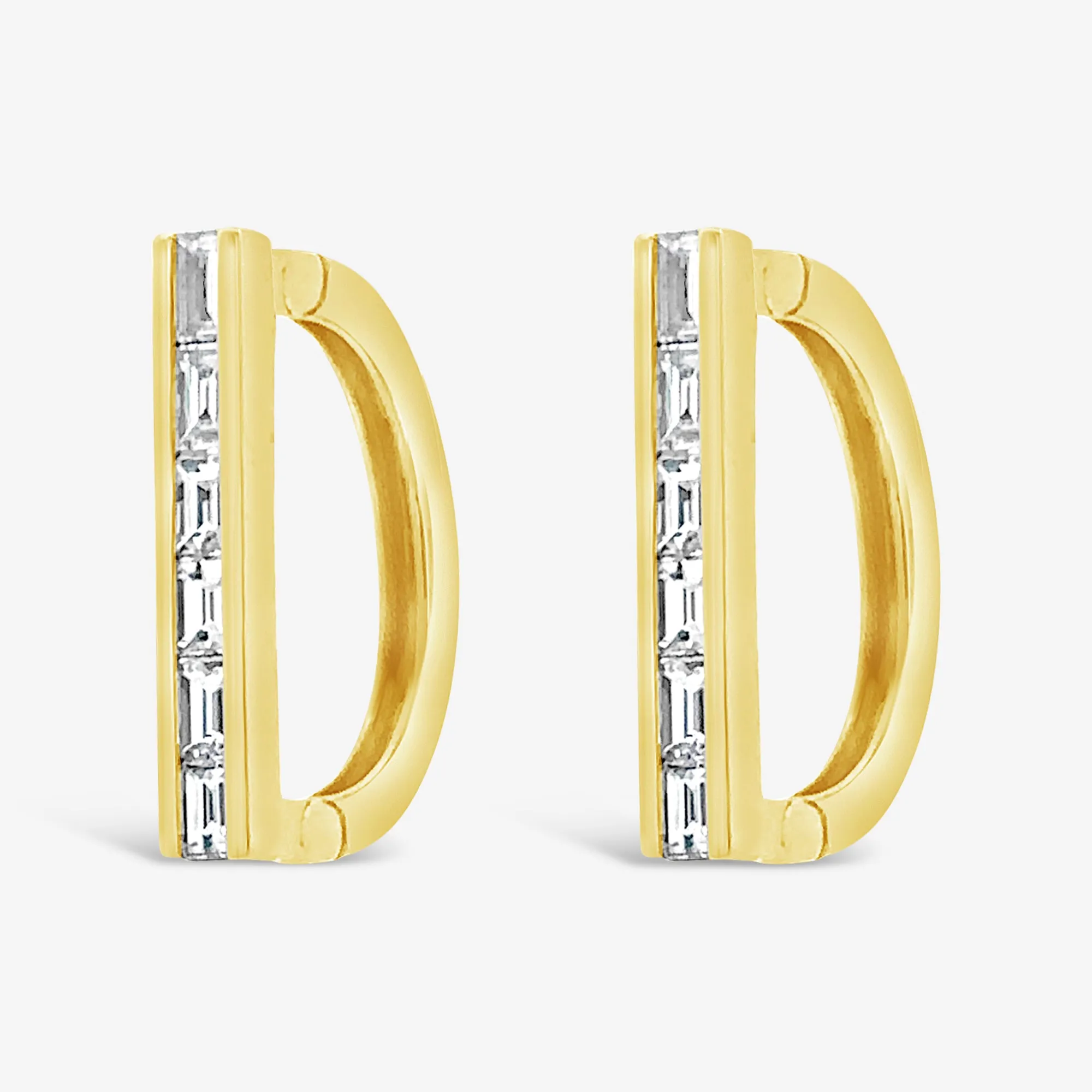 Elongated Baguette Linear Bar Earrings