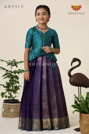 Festive Collection - Purple Senkandhal Pavadai Sattai For Kids