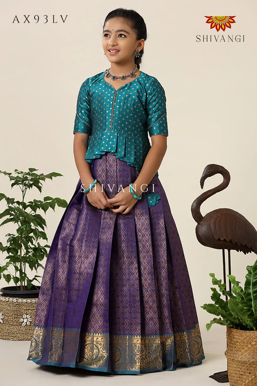 Festive Collection - Purple Senkandhal Pavadai Sattai For Kids