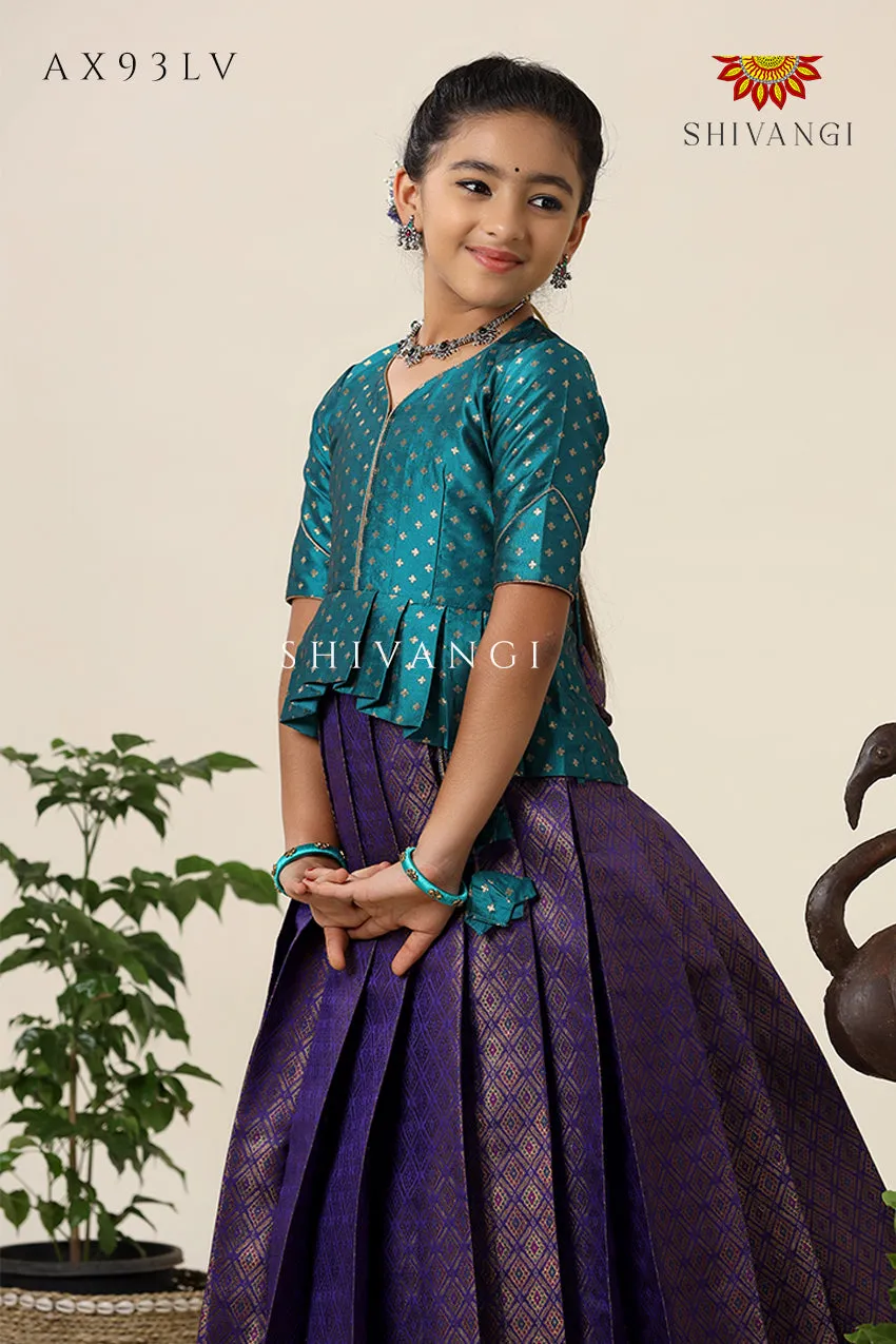 Festive Collection - Purple Senkandhal Pavadai Sattai For Kids