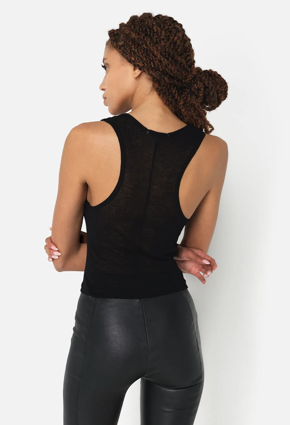 Gauze Rib Tank / Black