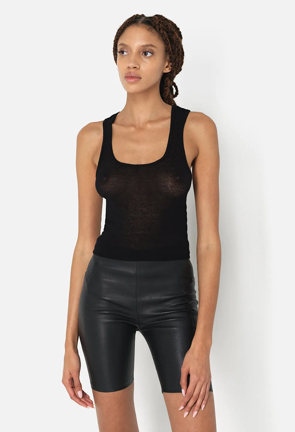 Gauze Rib Tank / Black