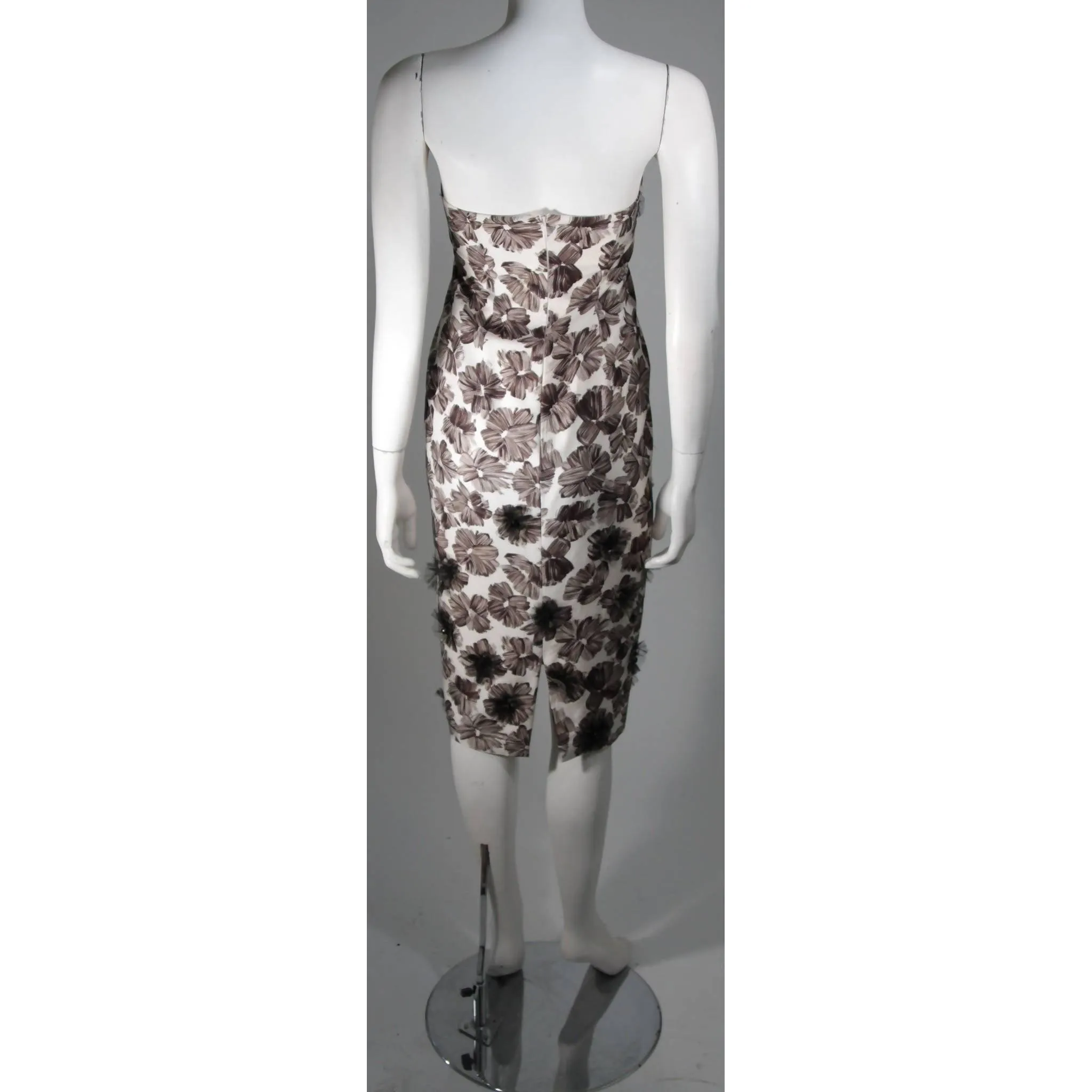 GIAMBATTISTA VALLI White Strapless Floral Print Cocktail Dress | Size 40