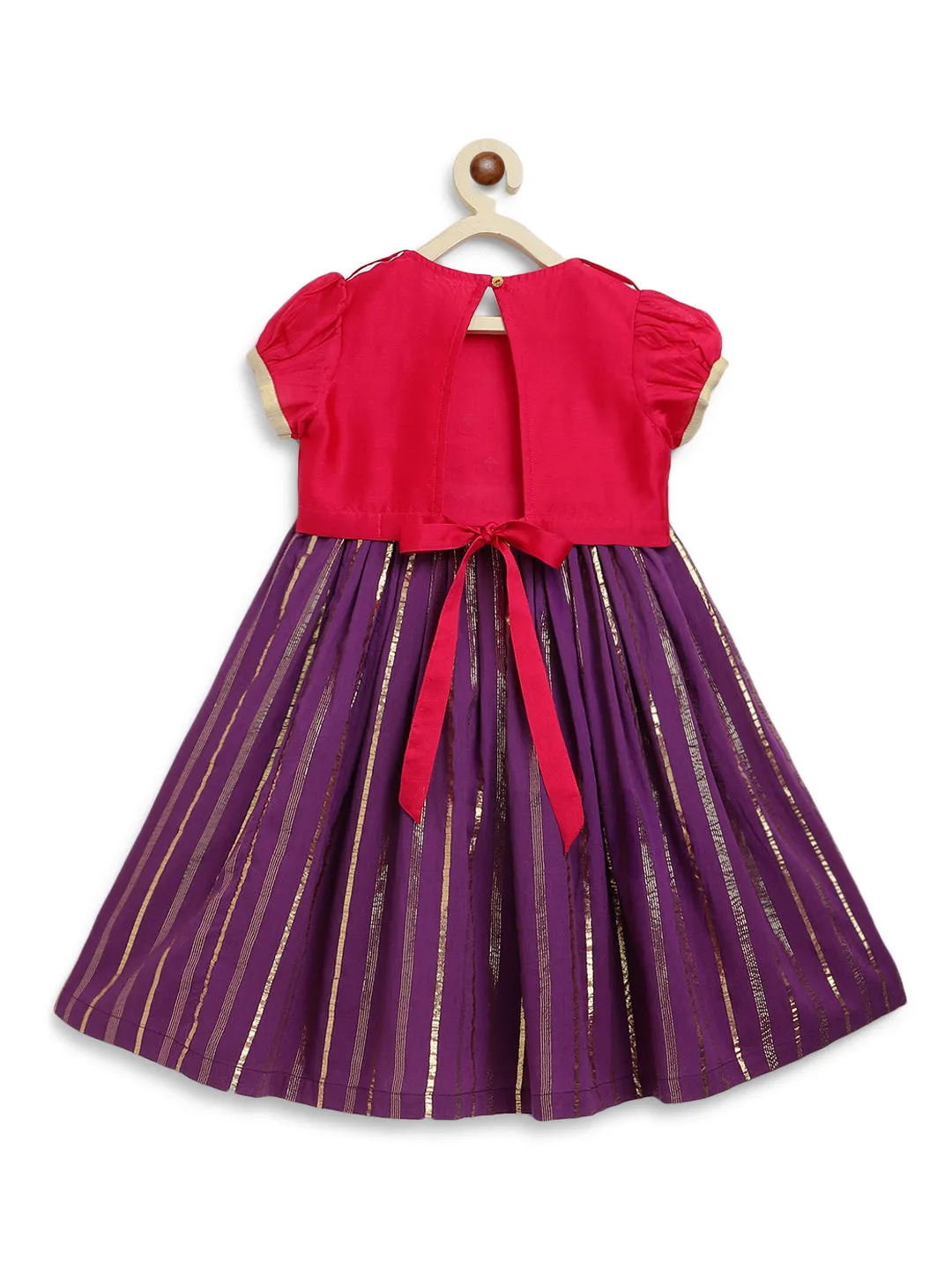 Girl Cotton Silk Blend Sleeveless Lehenga Set - Purple