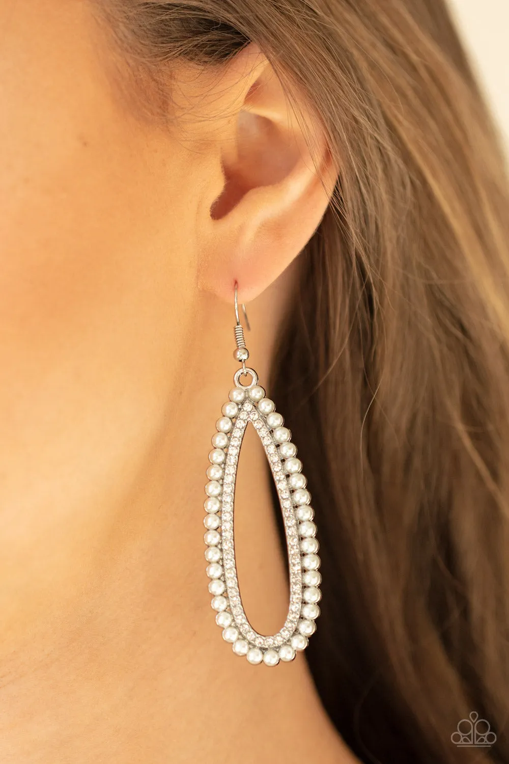 Glamorously Glowing - White Earring