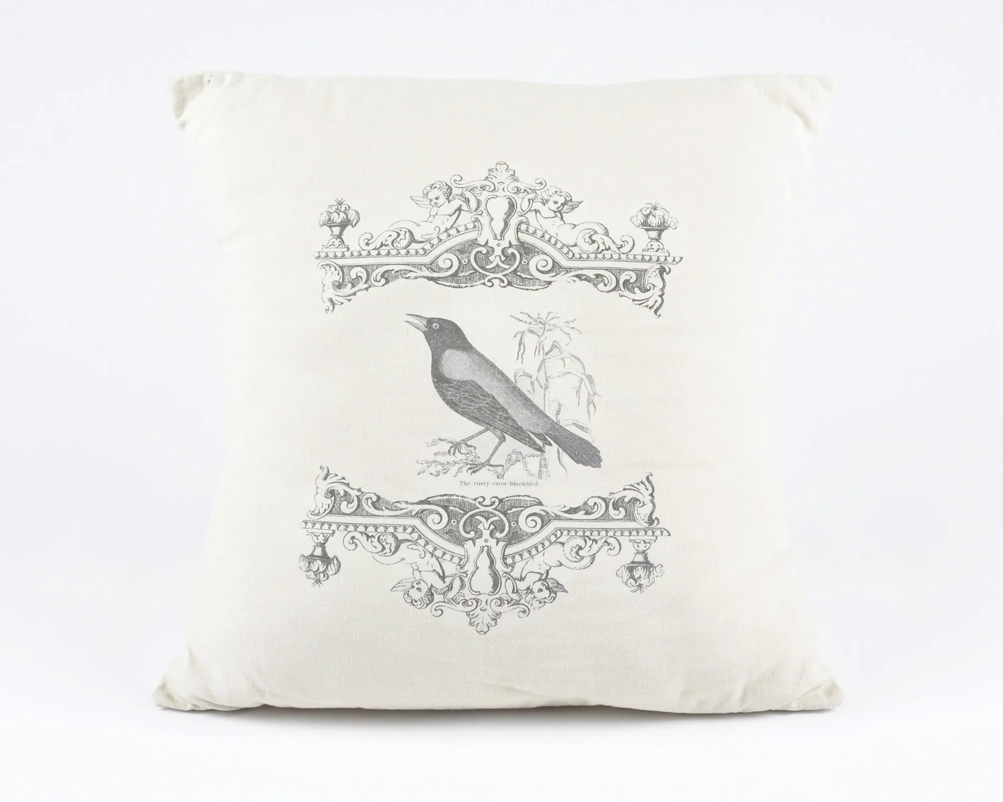 Home Decor-Chic Raven and The Key-Cotton Gothic Crow-Blackbird-Throw Pillow