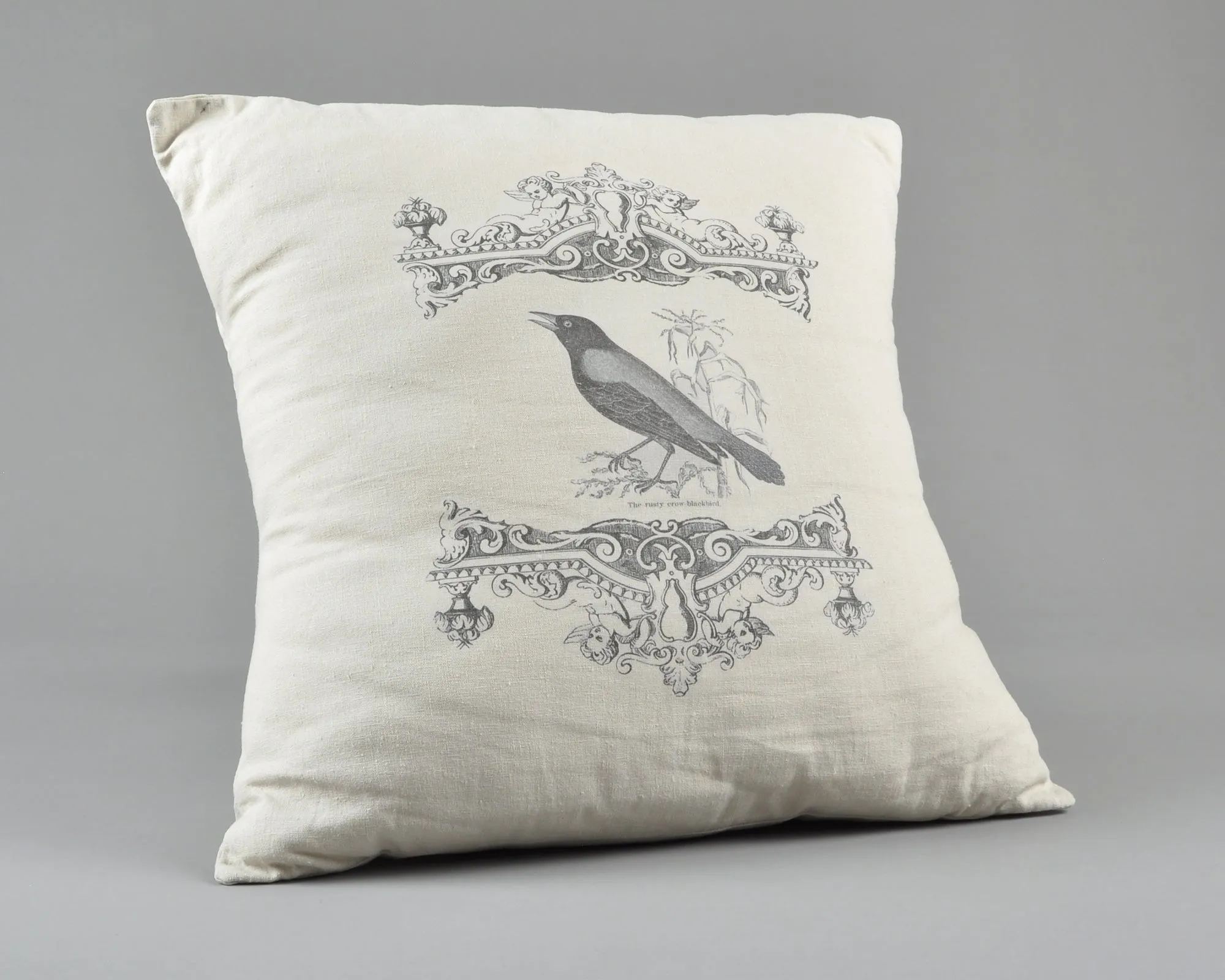 Home Decor-Chic Raven and The Key-Cotton Gothic Crow-Blackbird-Throw Pillow