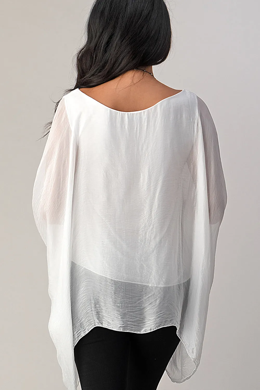 Italian Plain Silky Raw Moda Top  Waterfall Sides