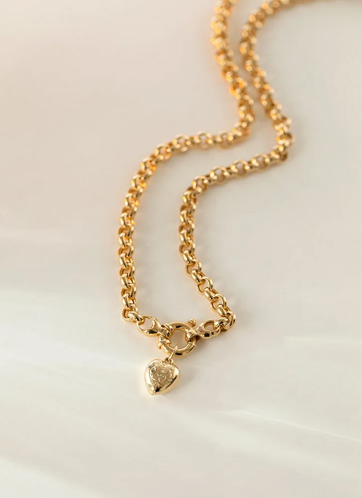 Jasseron 5.5 necklace with lock 14k gold