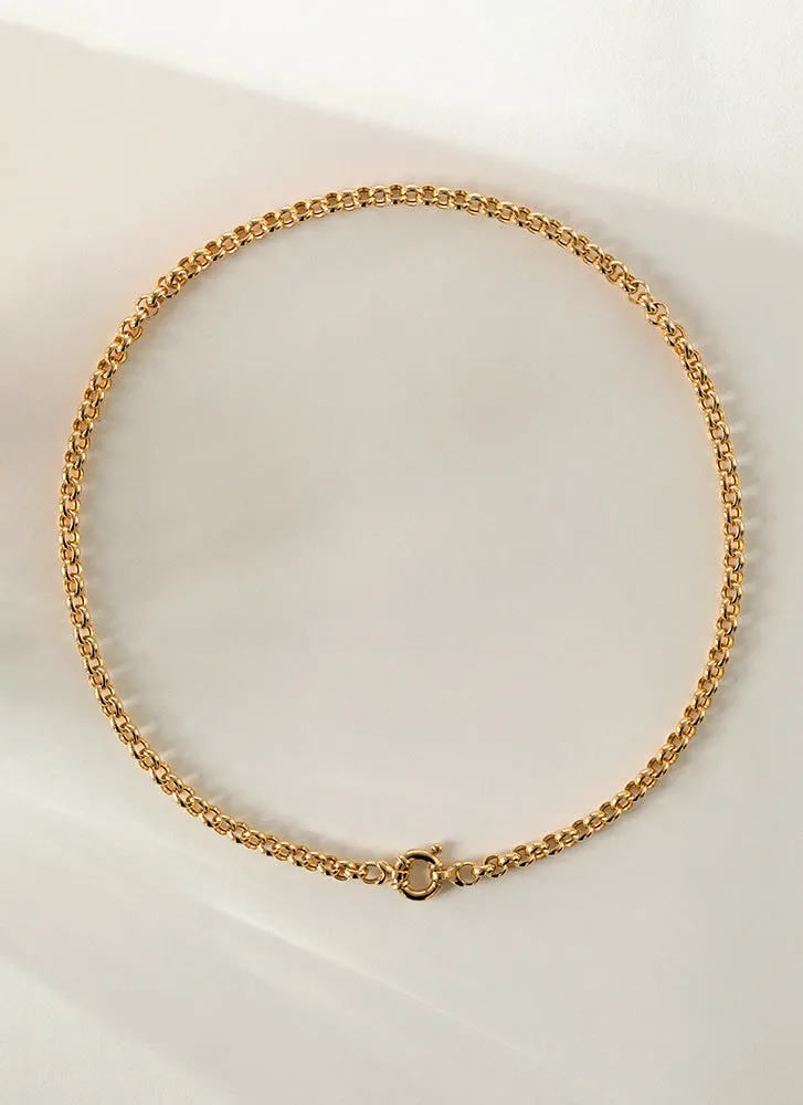 Jasseron 5.5 necklace with lock 14k gold