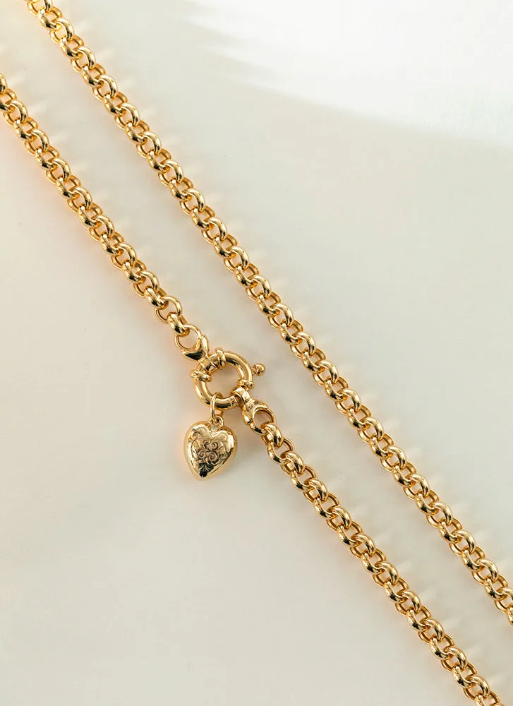 Jasseron 5.5 necklace with lock 14k gold