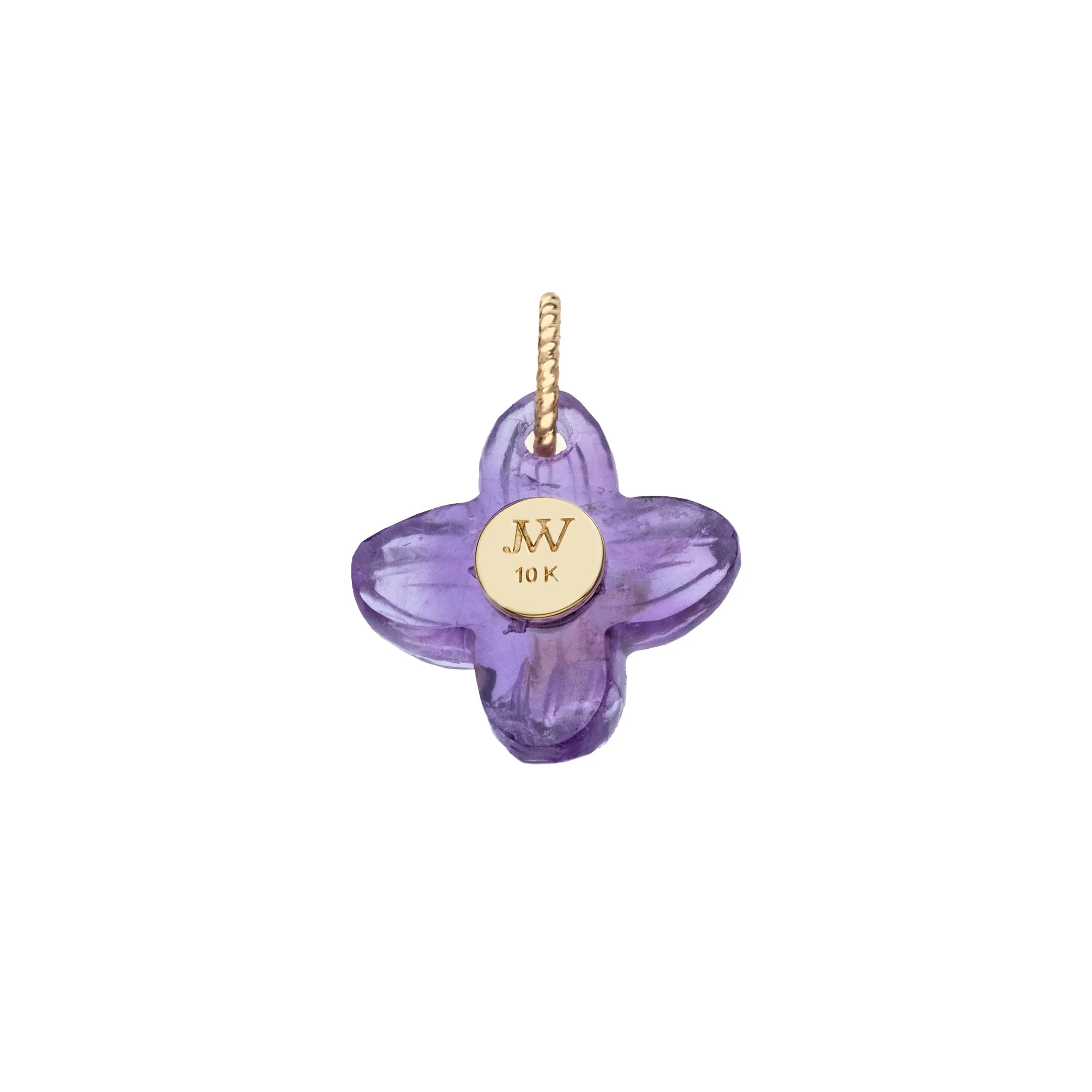 JW x House of Harris JOY Amethyst Carved Dogwood Pendant in Solid Gold