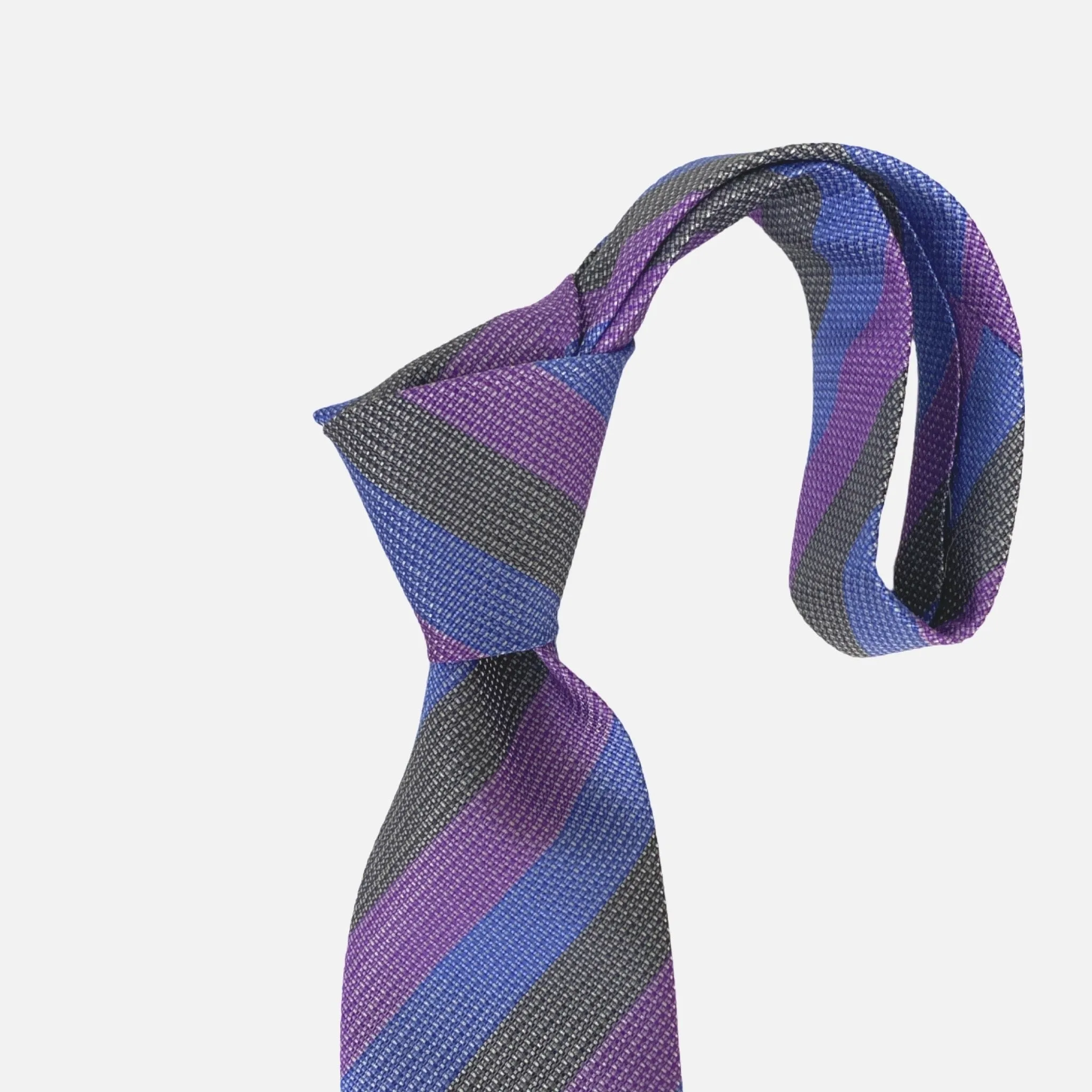 JZ Richards Purple, Blue, Gray Striped Silk Tie