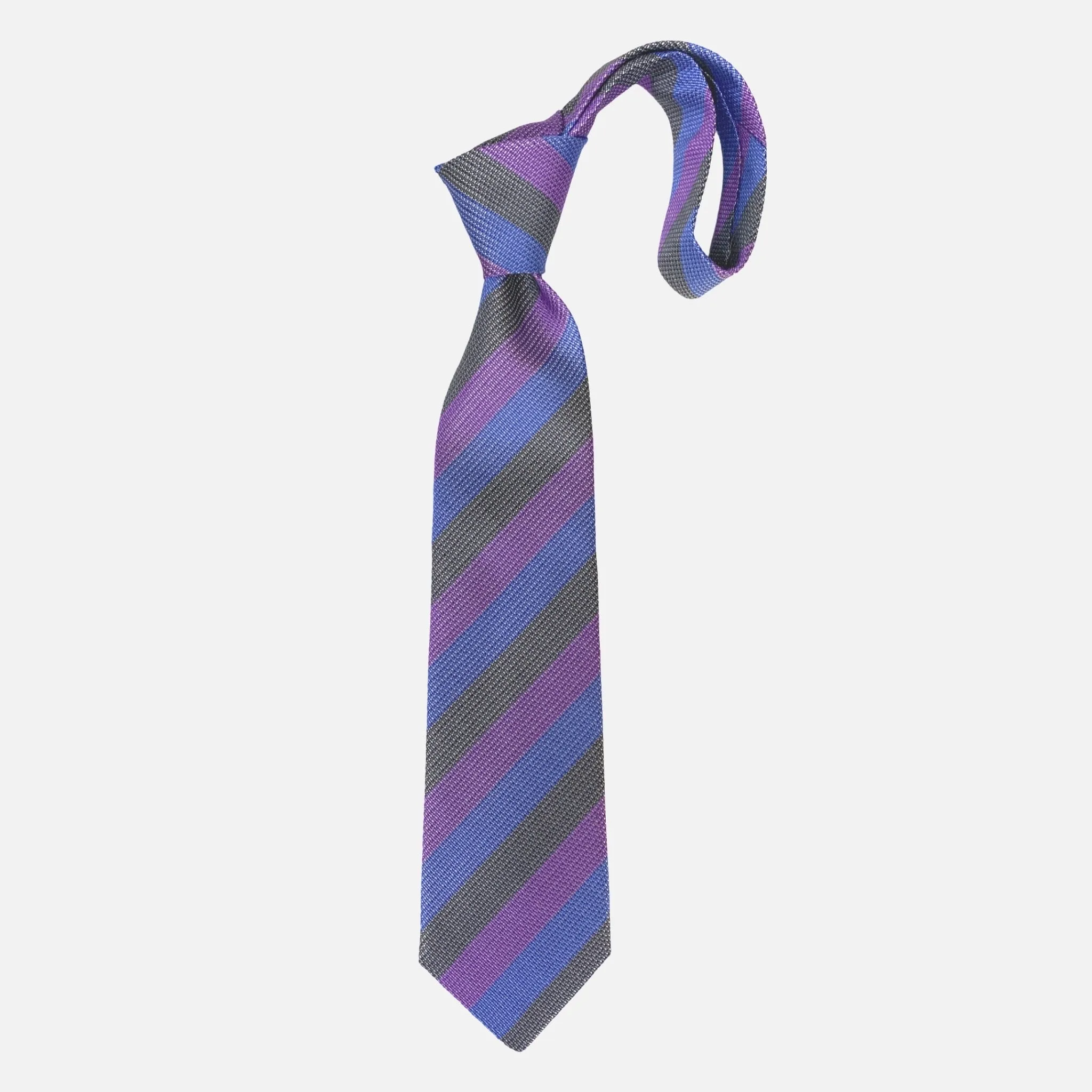 JZ Richards Purple, Blue, Gray Striped Silk Tie