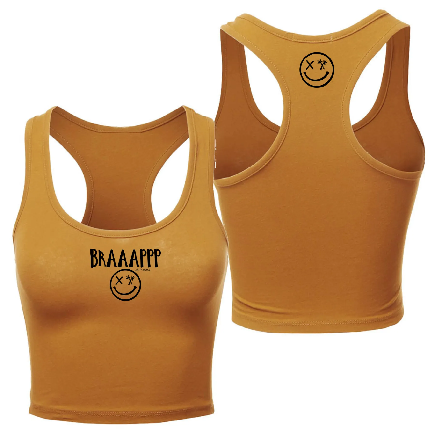 Ladies "BRAAAPPP" Racerback Crop Tank | Micro