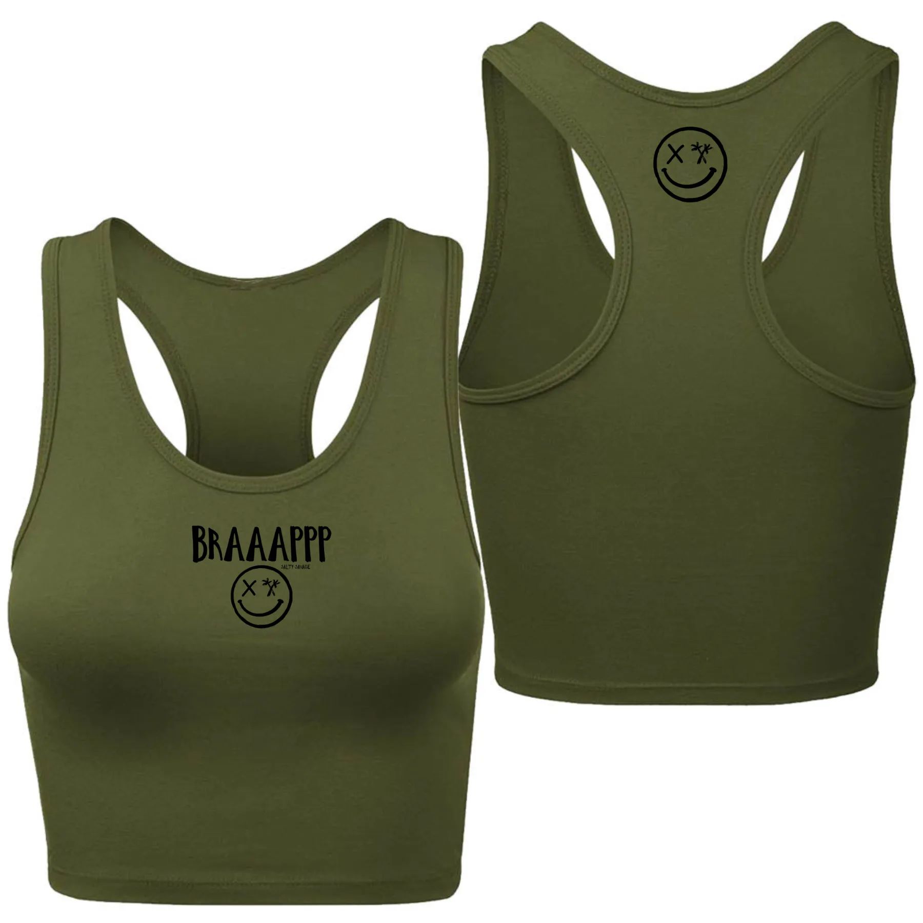 Ladies "BRAAAPPP" Racerback Crop Tank | Micro