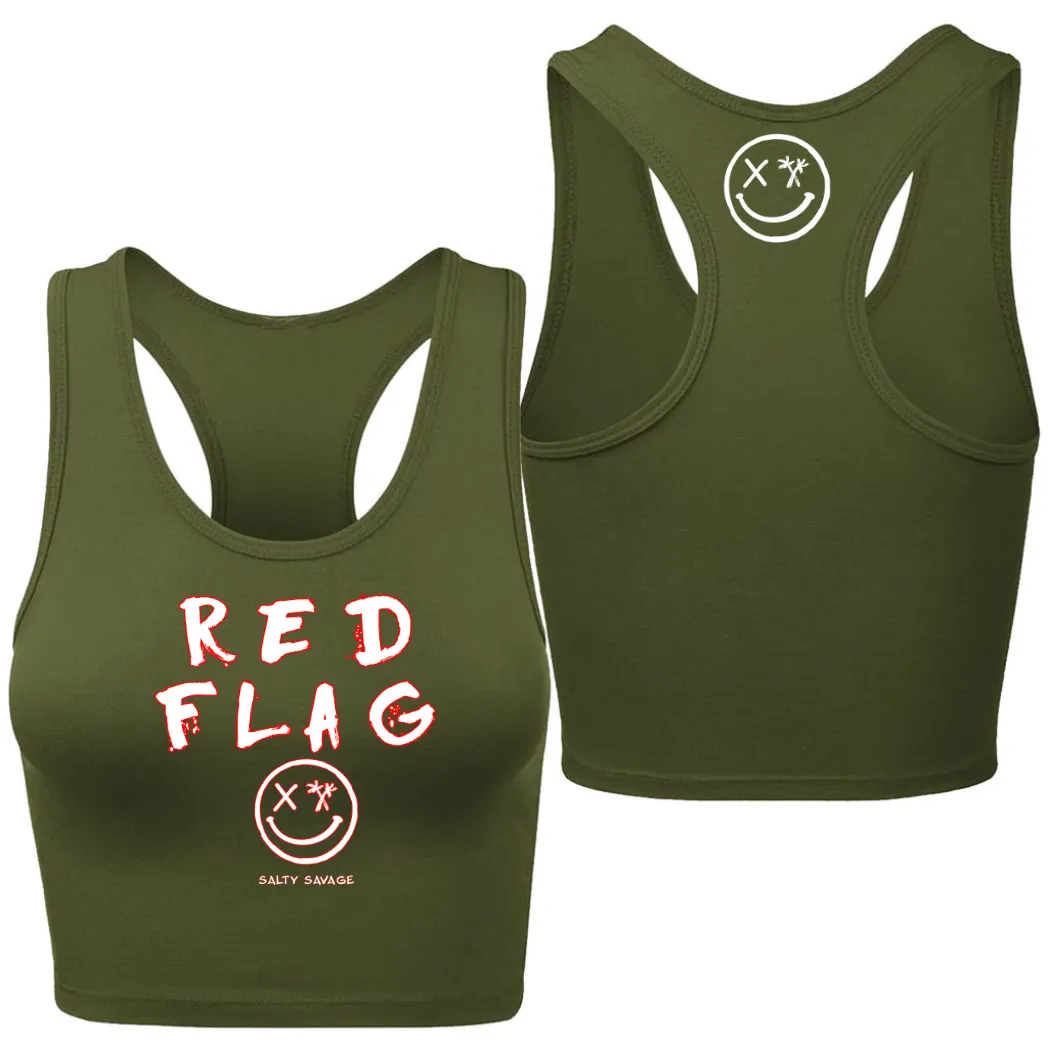 Ladies "RED FLAG" Racerback Crop Tank