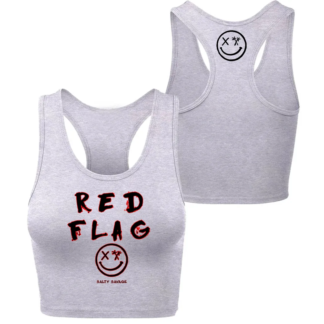 Ladies "RED FLAG" Racerback Crop Tank