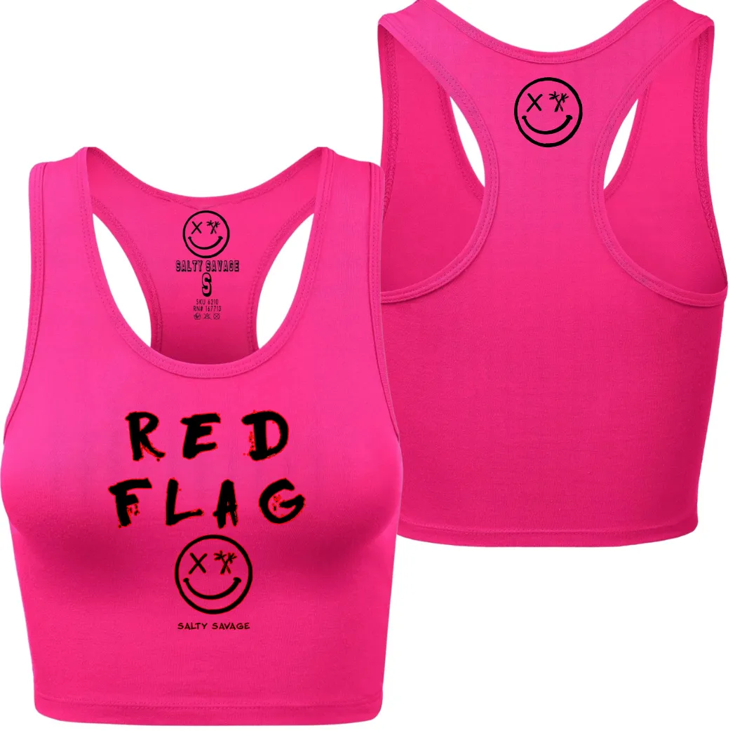 Ladies "RED FLAG" Racerback Crop Tank