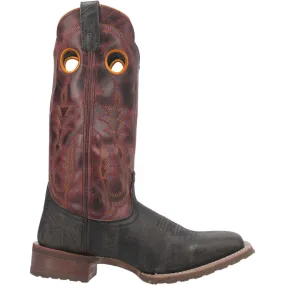 'Laredo' Men's Isaac Western Square Toe - Black  / Distressed Maroon