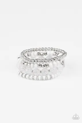 Layered Luster - White Bracelet