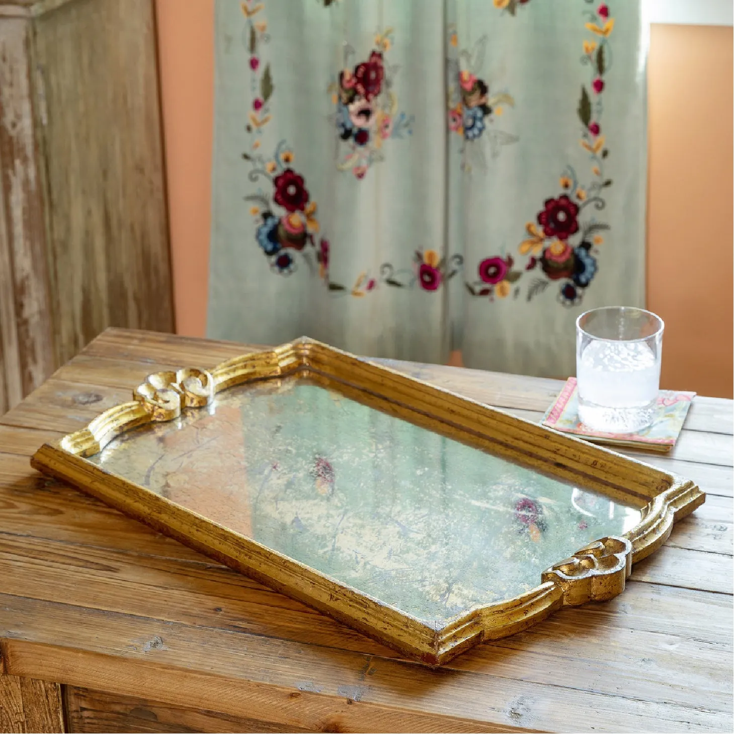 Leda Antique Mirrored Tray