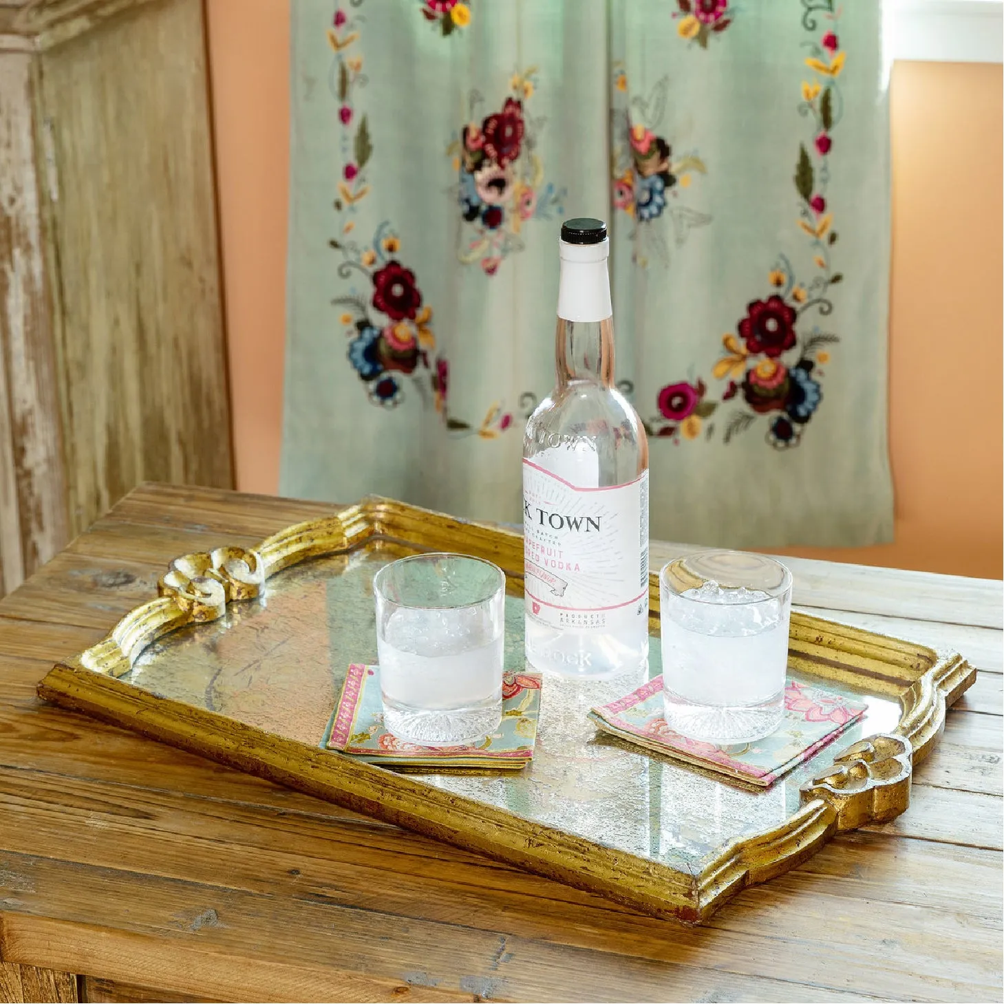 Leda Antique Mirrored Tray