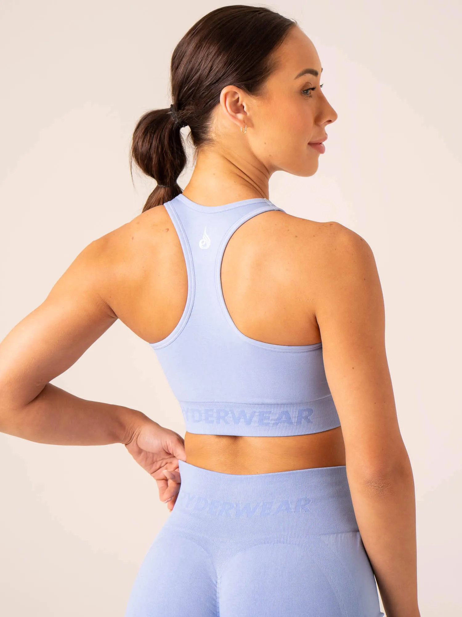 Lift Seamless High Neck Sports Bra - Cornflower Blue