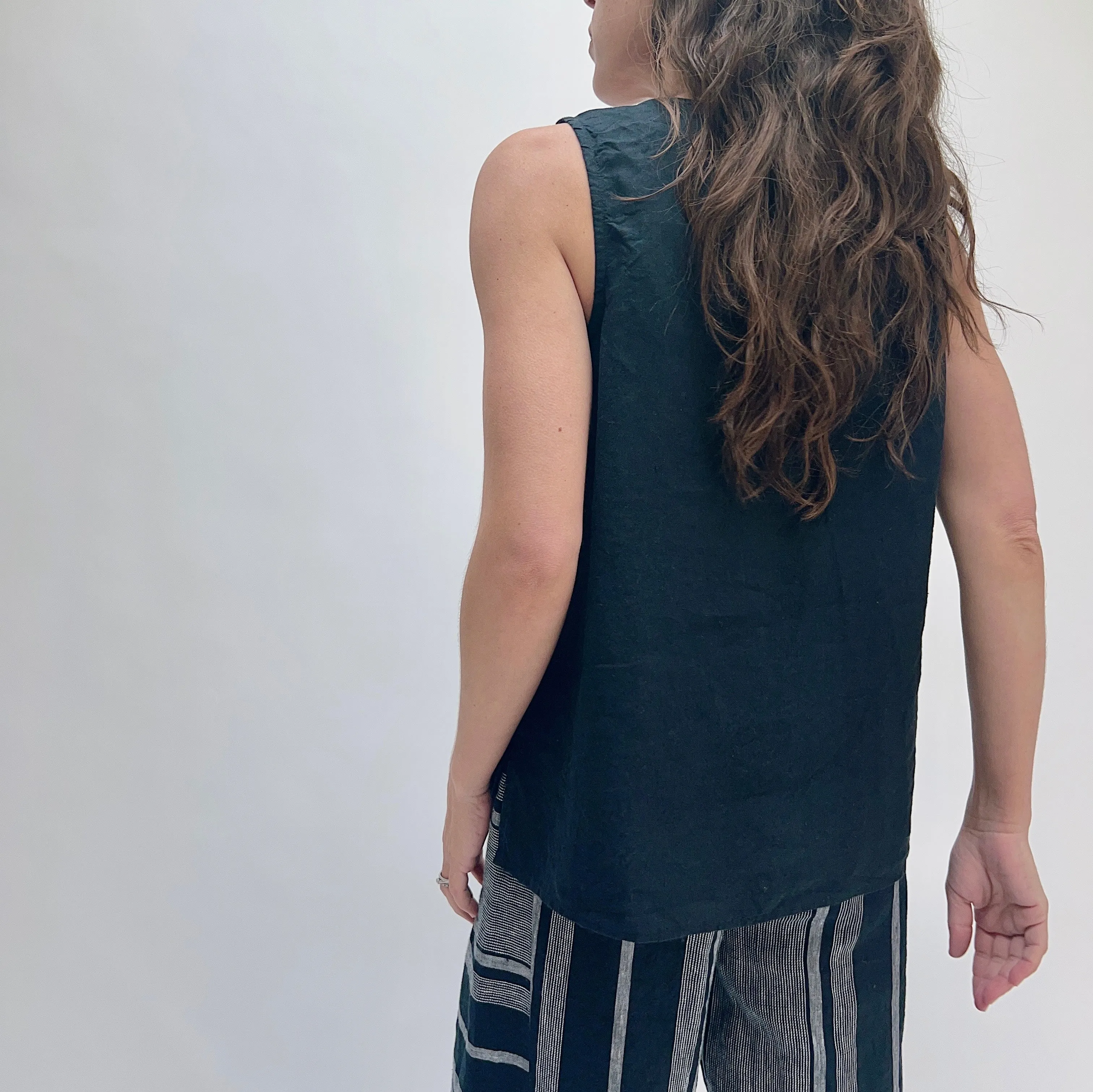 Liv by Habitat | Hand Stitched Linen Tank in Black