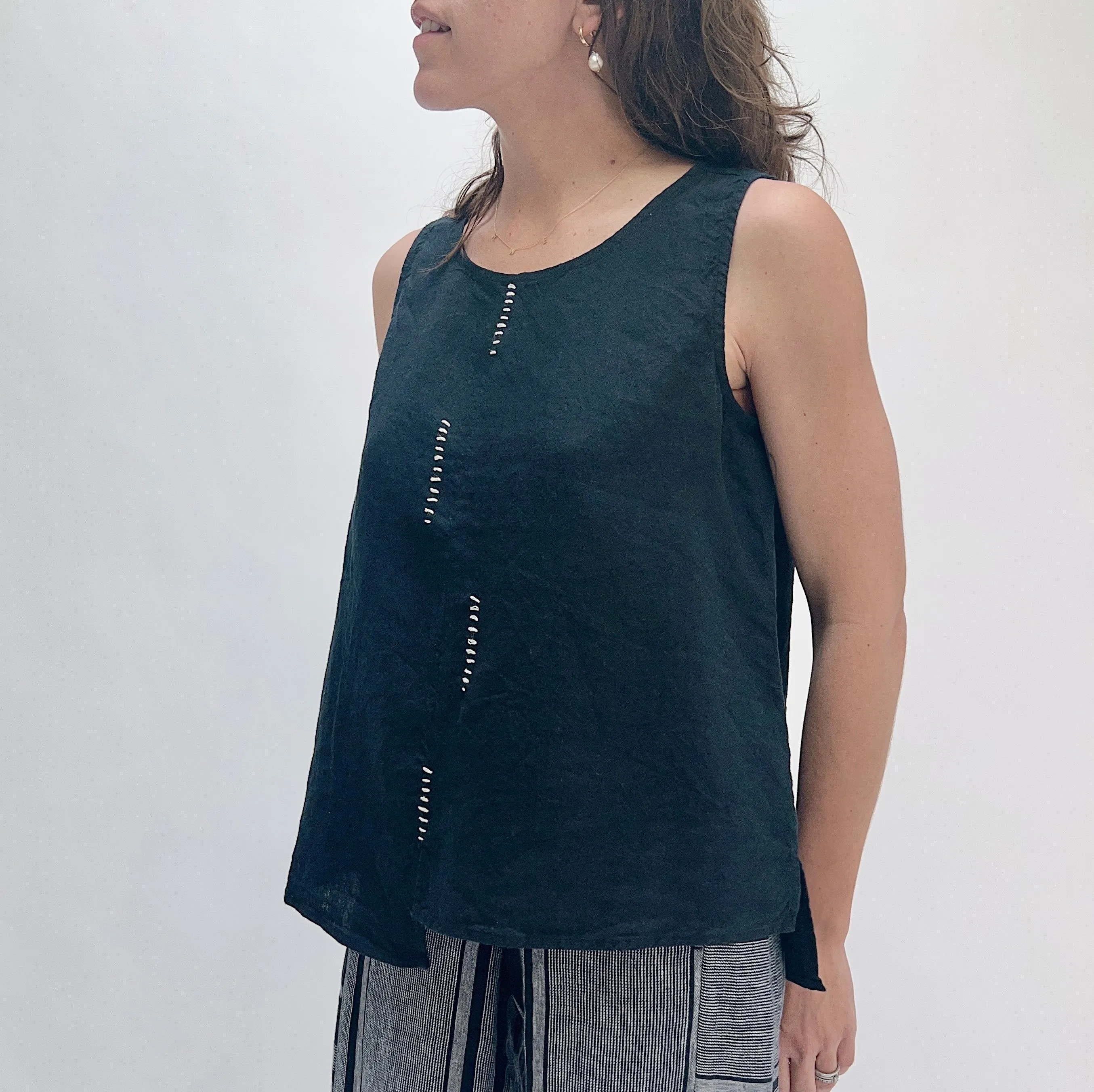 Liv by Habitat | Hand Stitched Linen Tank in Black