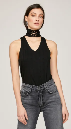 LNA Lace Up Turtleneck Tank Top