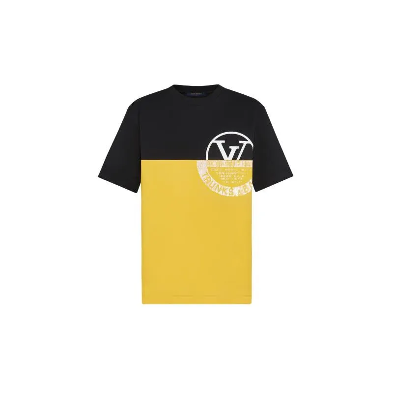 Louis Vuitton Black /yellow Color Block Lv World Stamp T-shirt UK XS