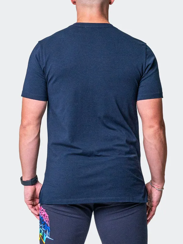 Maceoo Stretch Short-Sleeve Athletic Wear | Tee Neon Navy