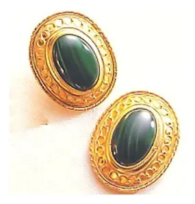 Mansfield Park Malachite Clip Back Earrings