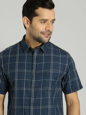 Men Checked Half Sleeve Cotton Shirt