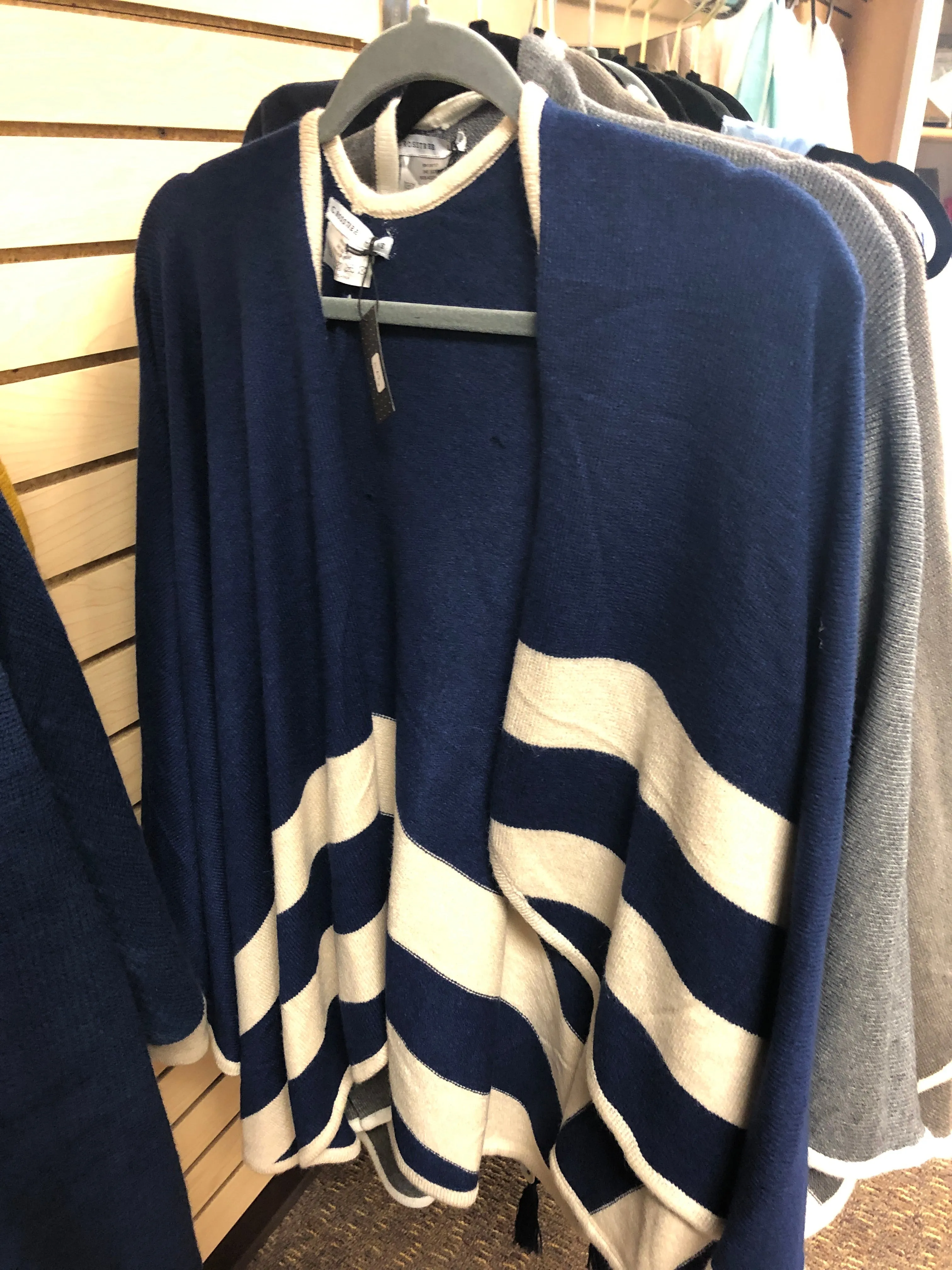 Navy and Ivory Border Stripe Cape