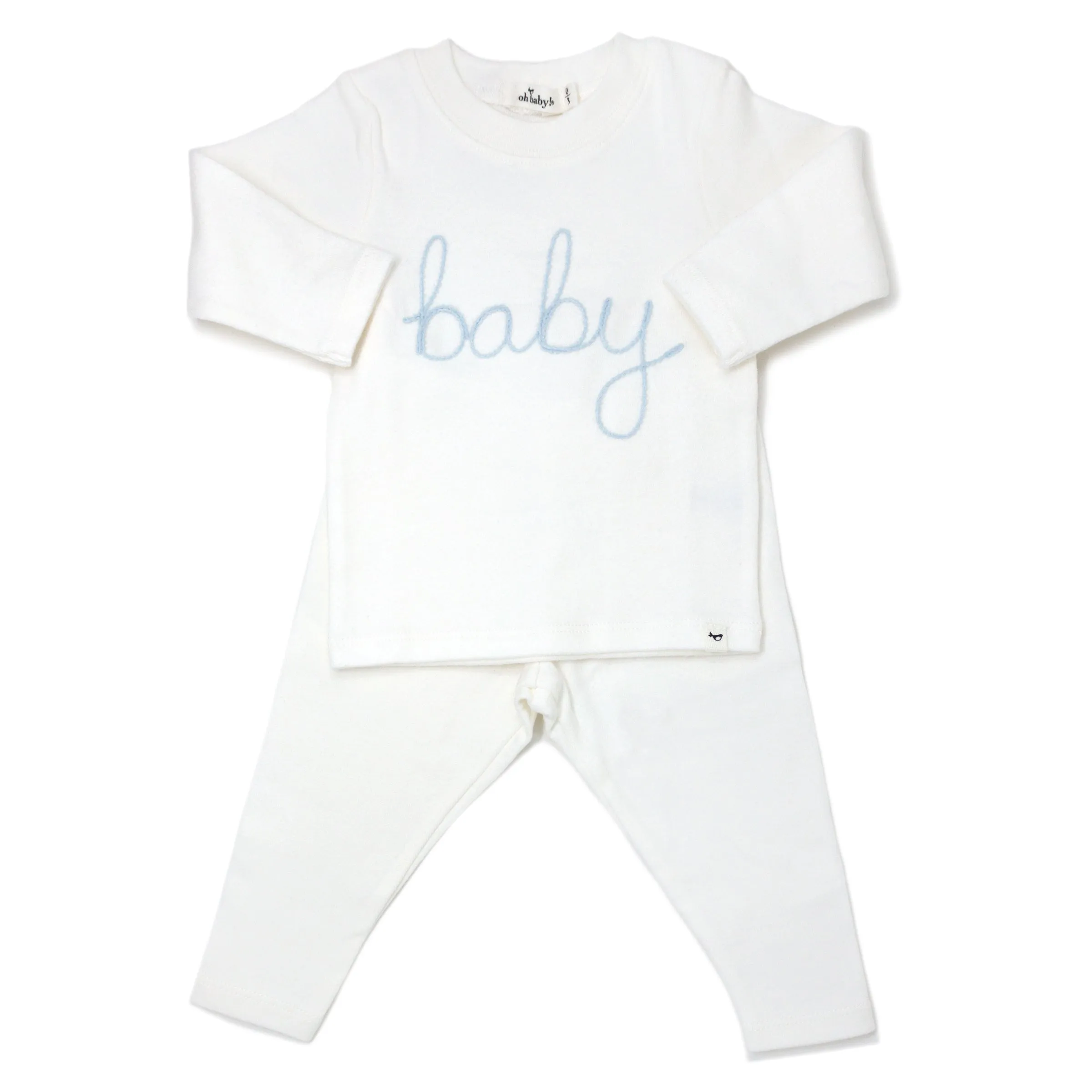 oh baby! Two Piece Set baby in Sky Blue Yarn - Cream