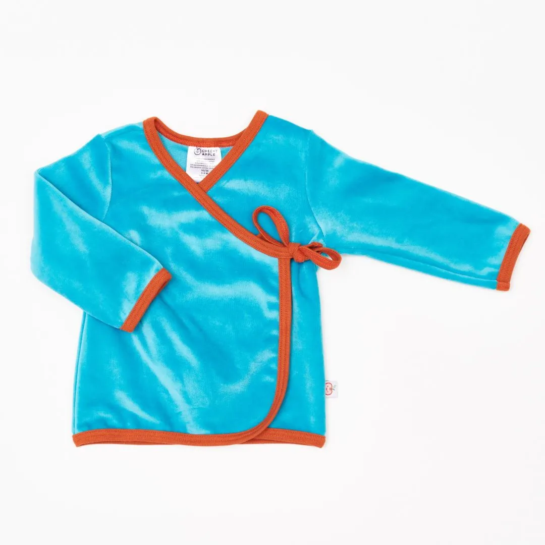 Organic wrap jacket "Nicki Pagoda Blue" - 100% organic cotton